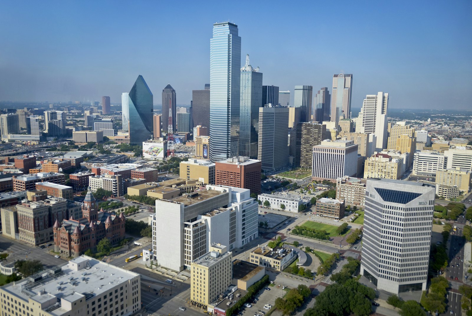 Downtown Dallas skyline at dusk